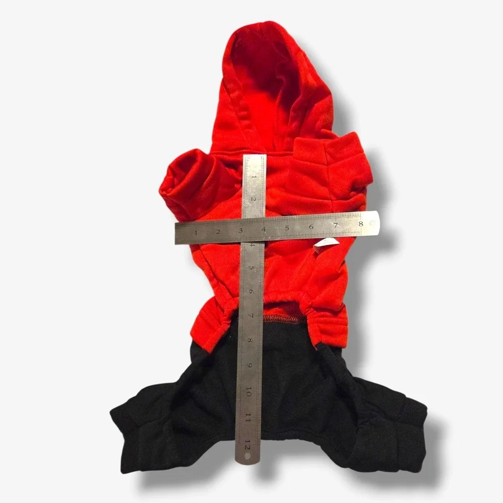 Fashion Class Boy Kids Dog Hoodie Jumpsuit Red Black Size M Pet Clothes